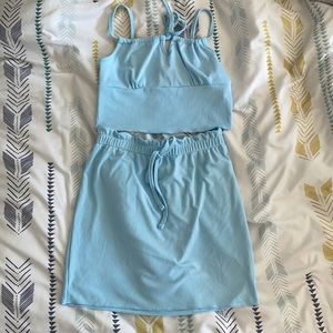 Light blue mini skirt and tank set